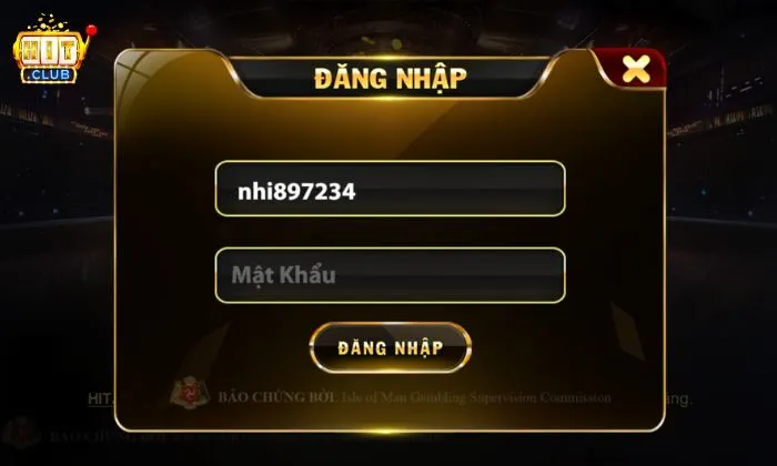 Giao diện đăng nhập Hitclub