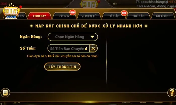 Nhập chính xác thông tin cá nhân để xác nhận giao dịch
