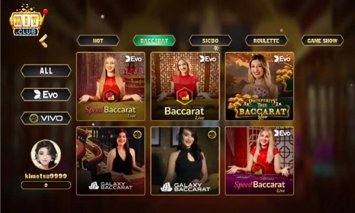 Live casino Hitclub Baccarat tại cổng game Live Casino Hitclub