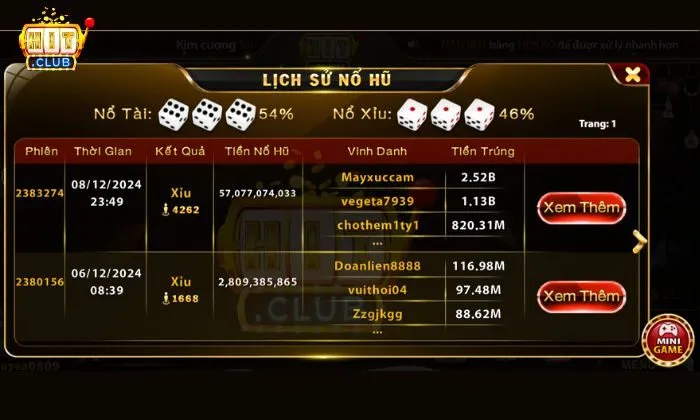 Tài Xỉu Hitclub Tài Xỉu Hitclub còn có tính năng Hũ đặc biệt