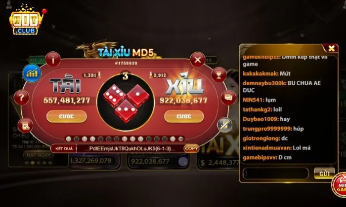 Tài xỉu MD5 Hitclub Tài xỉu MD5 Hitclub mang đến một trải nghiệm cá cược đỉnh cao với giải thưởng lớn